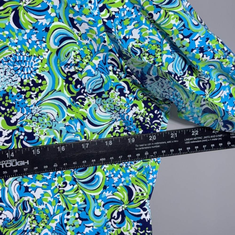 IBKUL Mock Golf Shirt Womens Size Large Floral Long Sleeve 1/4Zip Blue Marissa - Picture 5 of 9